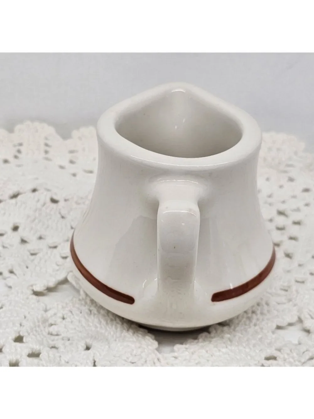 Vintage Homer Laughlin China 5oz Banquet Style Creamer Jug Ivory Brown Band Rest